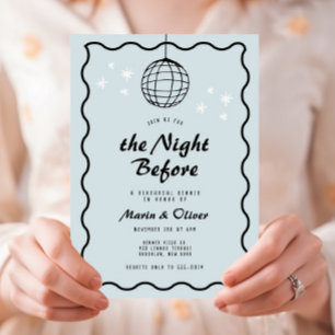 Funky Disco Ball Wave Retro Rehearsal Dinner Invitation