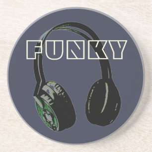Funky Disco Headphone Music Entertainment Retro Coaster