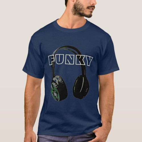 Funky Disco Headphone Music Entertainment Retro T_Shirt