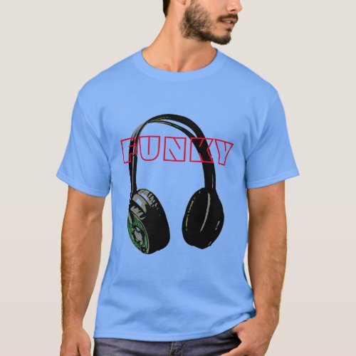 Funky Disco Headphone Music Entertainment Retro T_Shirt