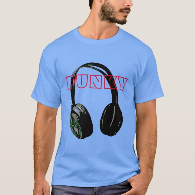 Funky Disco Headphone Music Entertainment Retro T-Shirt (Front)