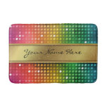 Funky Disco Lights With Gold Glitter Name Stripe Bathroom Mat at Zazzle