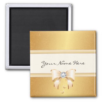 Funky Distressed Gold Gradient & Pretty Bling Bow Magnet by suchicandi at Zazzle