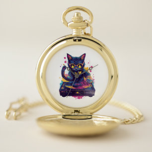 Funky DJ Cat � Retro Disco Kitty Party Pocket Watch