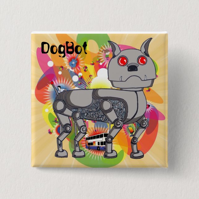 Funky DogBot Badge Button (Front)