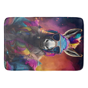 Funky Donkey Blue Glasses  Bath Mat