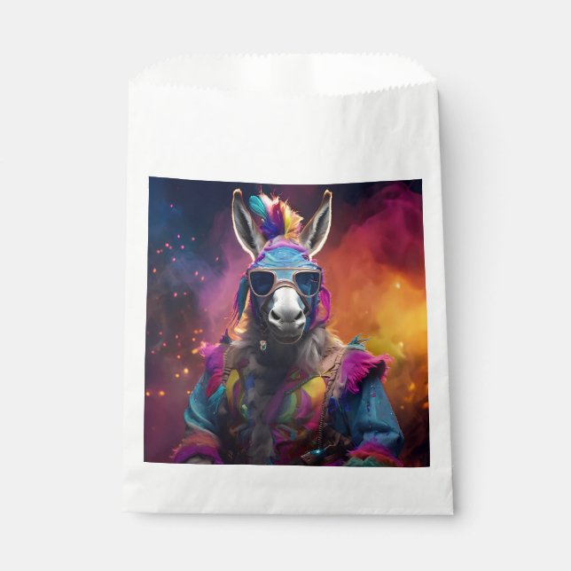 Funky Donkey Blue Glasses  Favor Bag (Front)