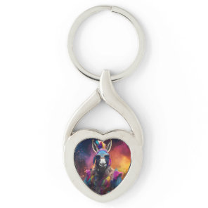 Funky Donkey Blue Glasses  Keychain