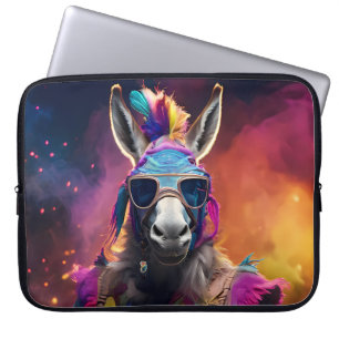 Funky Donkey Blue Glasses Laptop Sleeve