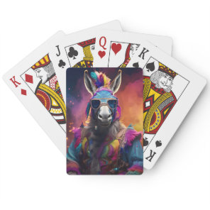 Funky Donkey Blue Glasses  Poker Cards