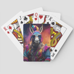 Funky Donkey Blue Glasses  Poker Cards