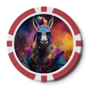 Funky Donkey Blue Glasses  Poker Chips