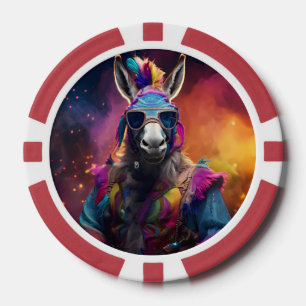 Funky Donkey Blue Glasses Poker Chips