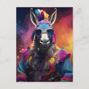 Funky Donkey Blue Glasses Postcard