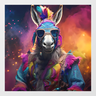 Funky Donkey Blue Glasses  Window Cling
