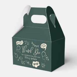 Funky Doodle Graduation Party Green Favor Boxes