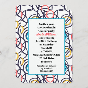 Funky Doodles 30th Birthday Party Invitation