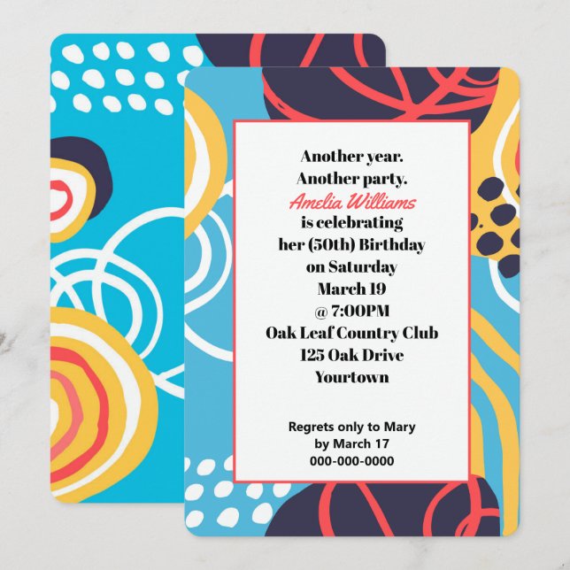 Funky Doodles Birthday Party Invitation (Front/Back)