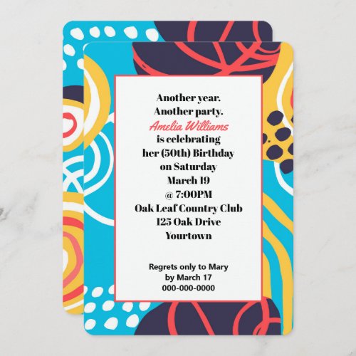 Funky Doodles Birthday Party Invitation