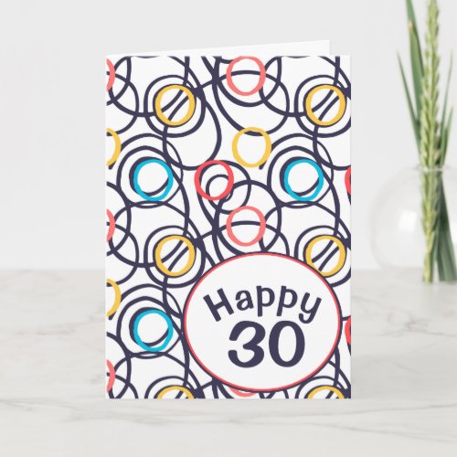 Funky Doodles for 30th Birthday Card