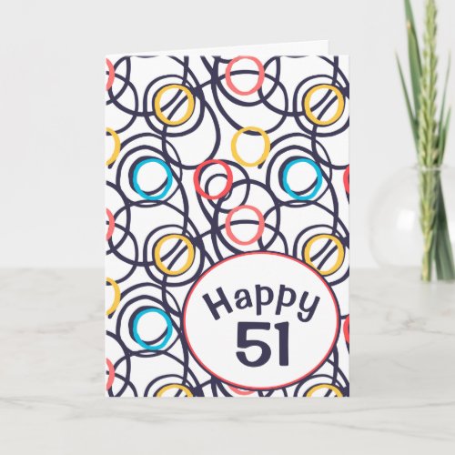 Funky Doodles for 51st Birthday Card