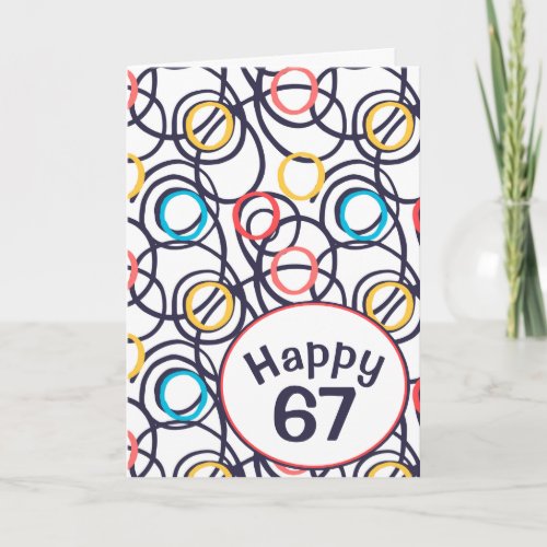 Funky Doodles for 67th Birthday Card