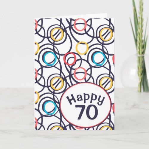 Funky Doodles for 70th Birthday Card