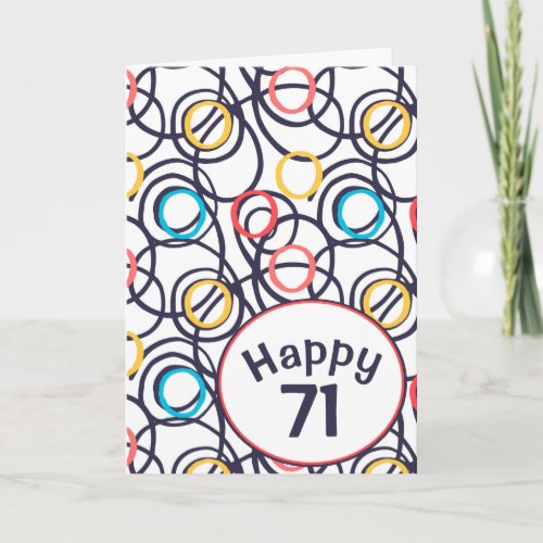 Funky Doodles for 71st Birthday Card