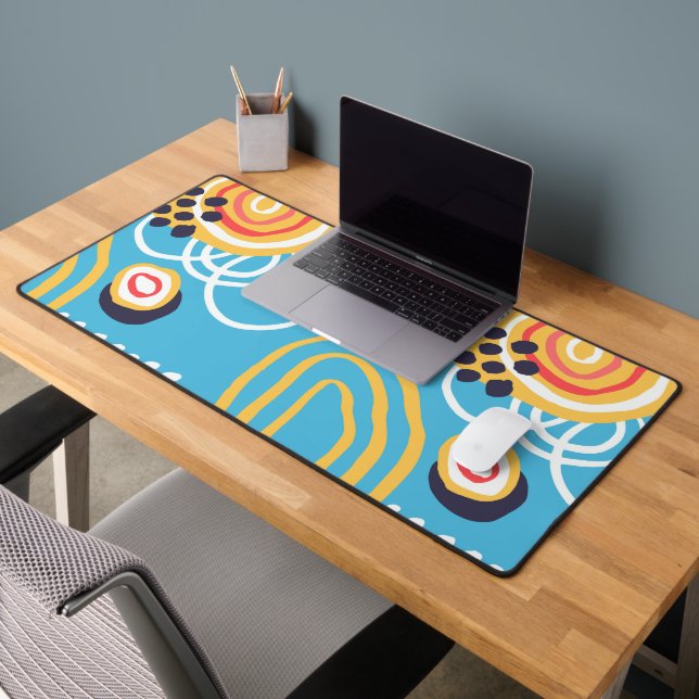 Funky Doodles On Aqua  Desk Mat (Office 2)