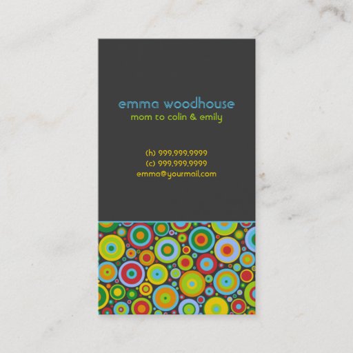 Customizable "Funky Dots 'n' Stripes" Mommy Business Card