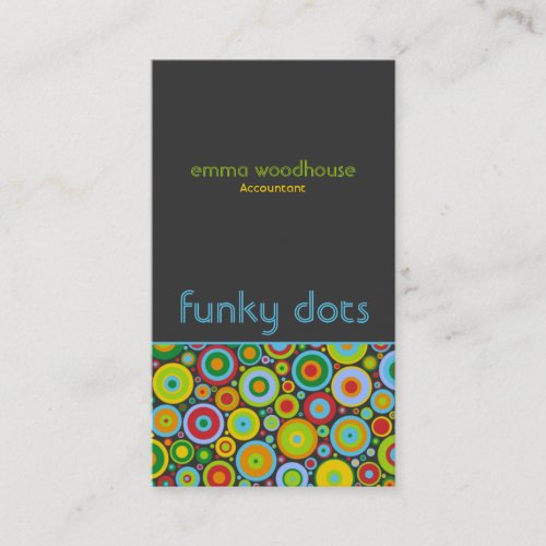 Funky Dots 'N' Stripes Vertical Dark Grey Business Card Templates