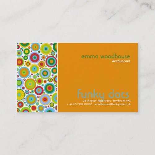 Funky Dots Orange Business Card Template