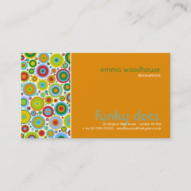 Funky Dots Orange Business Card (Front)