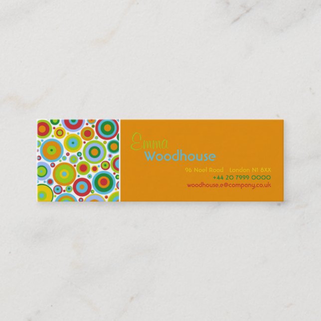 Funky Dots Orange Mini Business Card (Front)