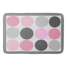 Funky Dots /Pink Charcoal Grey Fuzzy Bath Mat