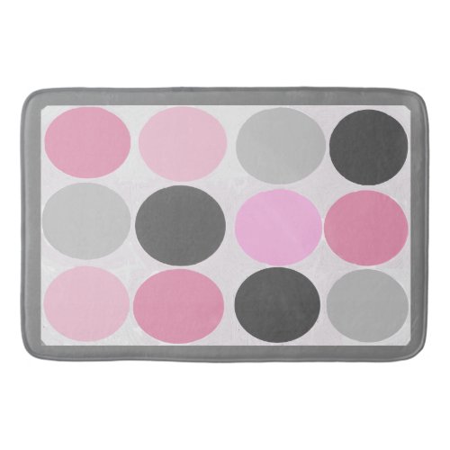 Funky Dots Pink Charcoal Grey Fuzzy Bath Mat