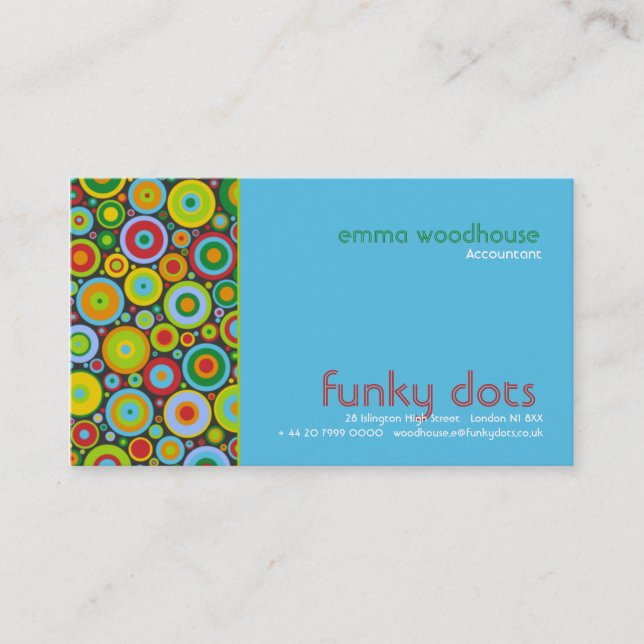 Funky Dots :: Turquoise Business Card (Front)