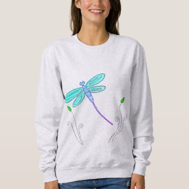 Funky Dragonfly Abstract Art to Wear Sweatshirt (Front)