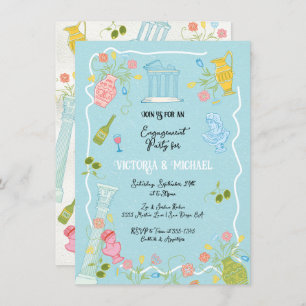 Funky Drawn Italian Greek Mediterraneann Party Invitation