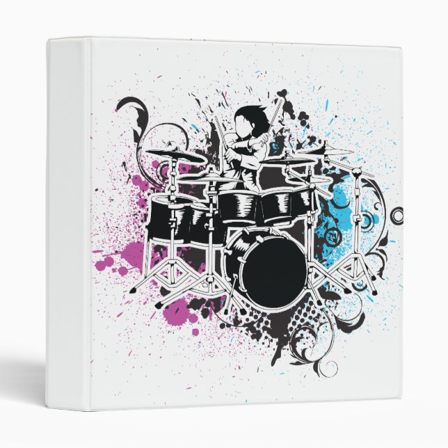 funky drummer vector design 3 ring binder (Front/Spine)