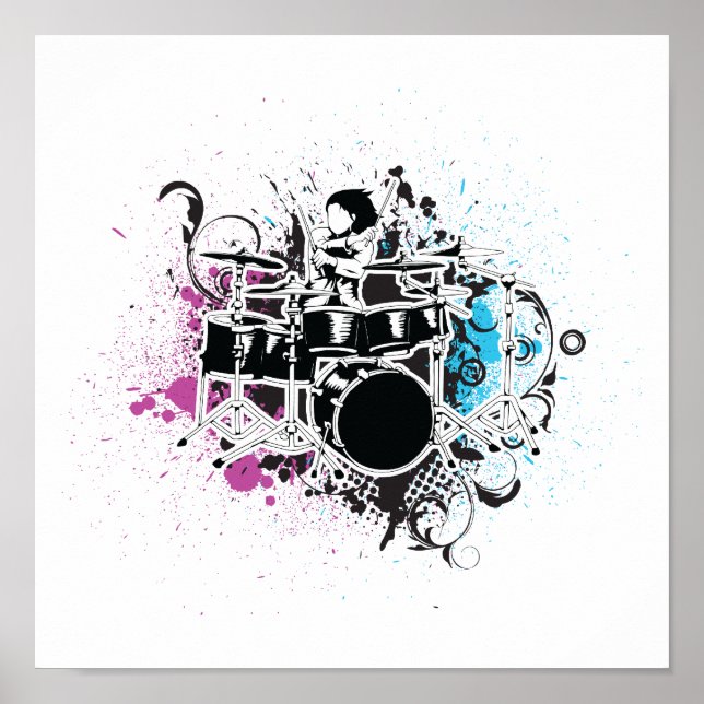 funky drummer vector design poster (Front)