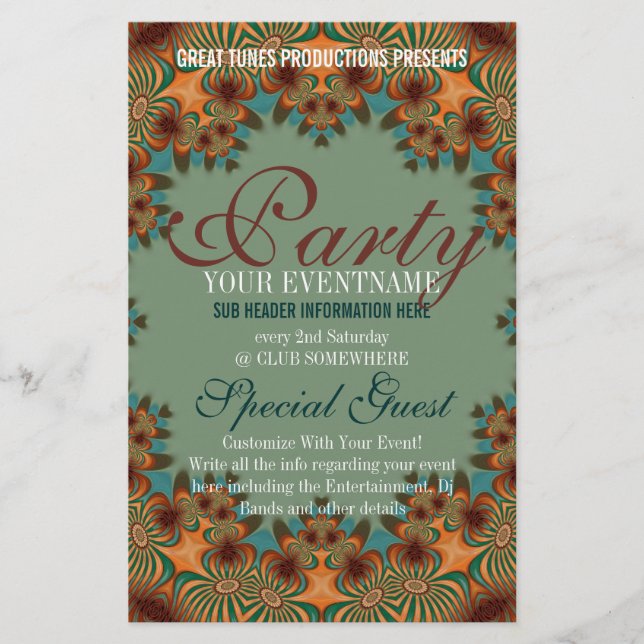 Funky Earthy Modern Social Party Ready Made Flyer (Front)