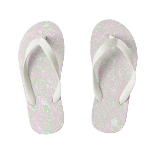 Funky Eclectic Retro Boho Muted Pale Pastel Marble Kids Flip Flops
