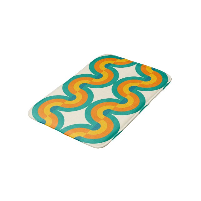 Funky Eclectic Retro Half Circles Art Pattern Bath Mat (Angled)