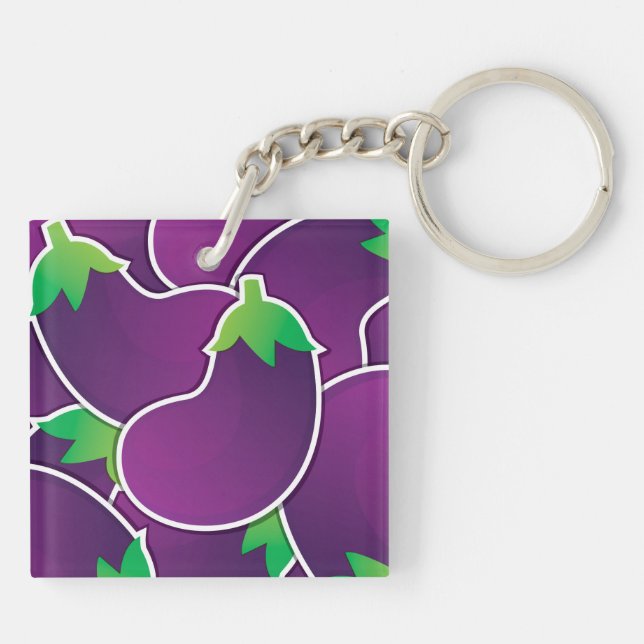Funky eggplant keychain (Back)