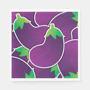 Funky eggplant paper napkins