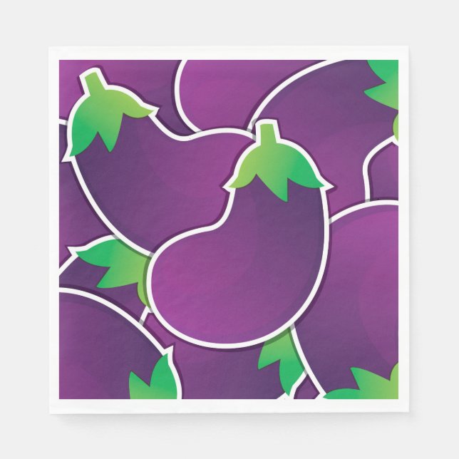 Funky eggplant paper napkins (Front)