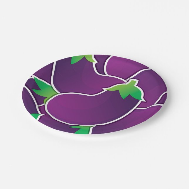 Funky eggplant paper plates (Angled)