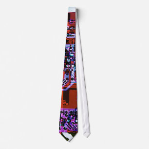 funky electric circuit board abstract neck tie