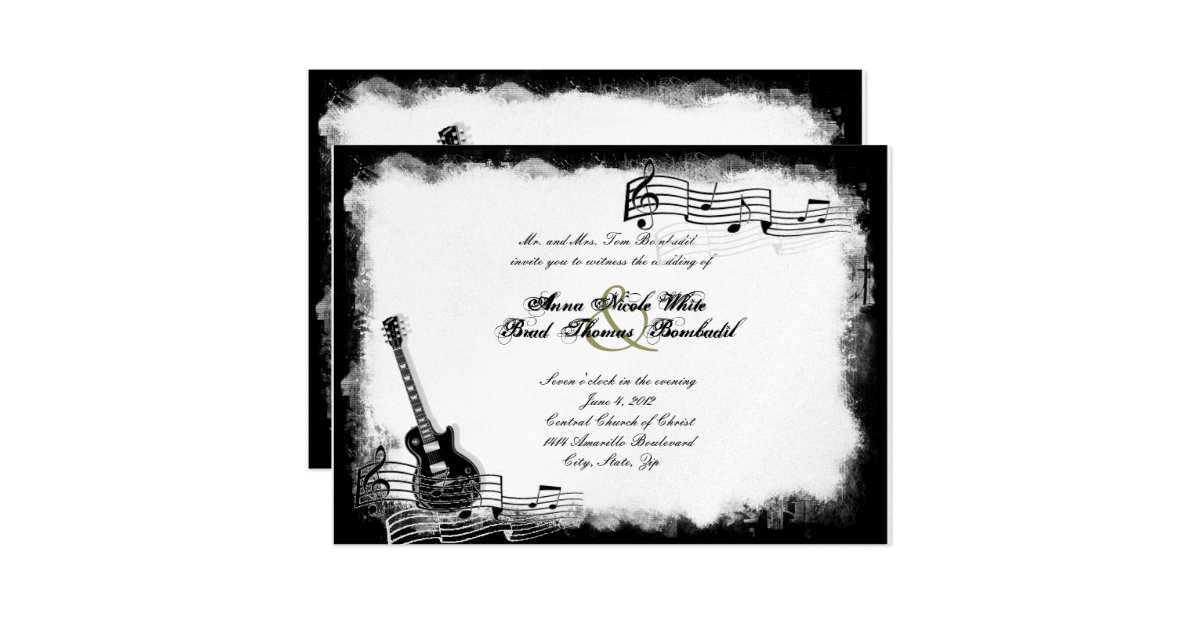 Funky Electric Guitar Music Wedding Invitation